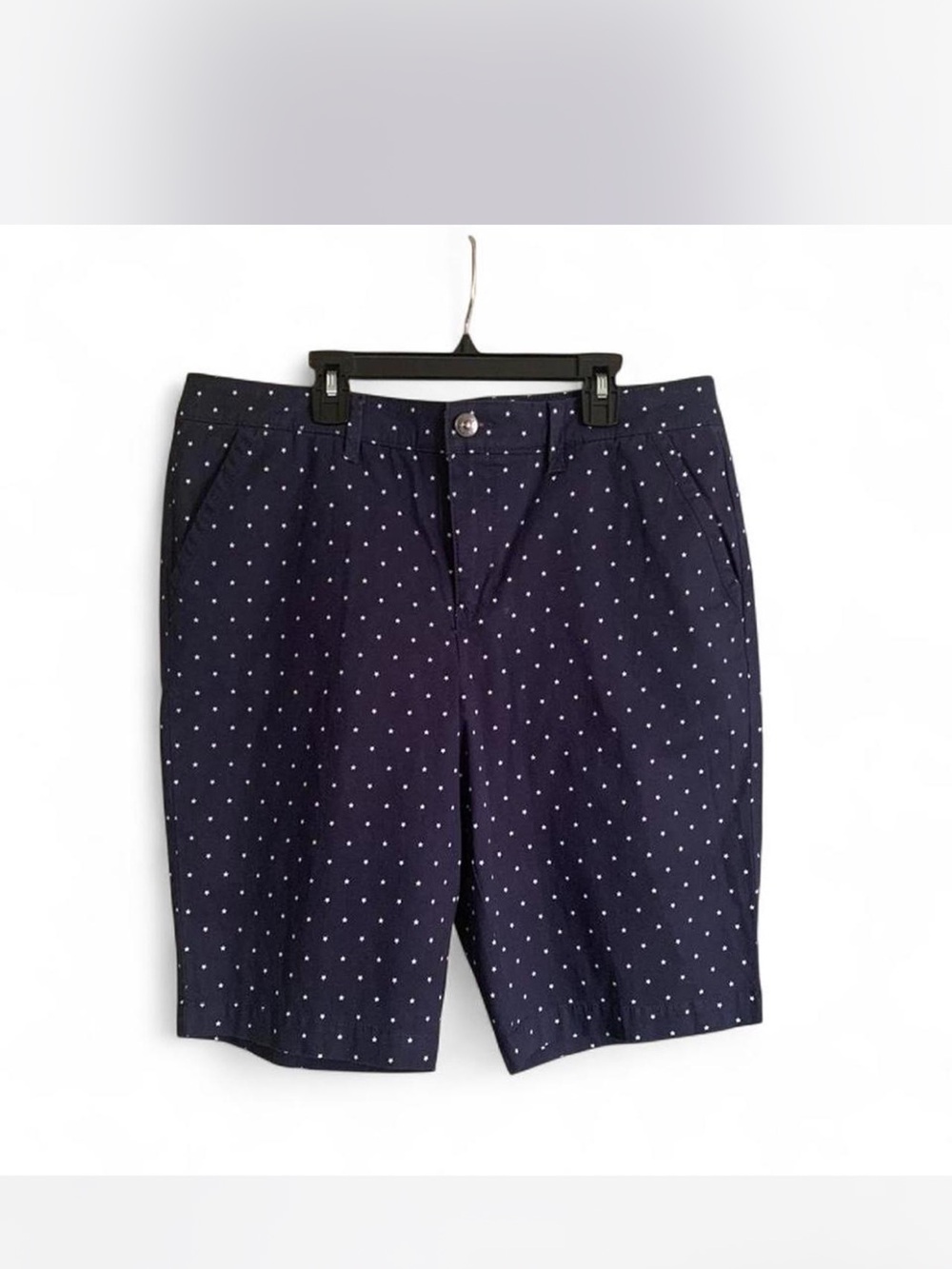 Gloria Vanderbilt Navy Polka Dot Women's Bermuda Shorts